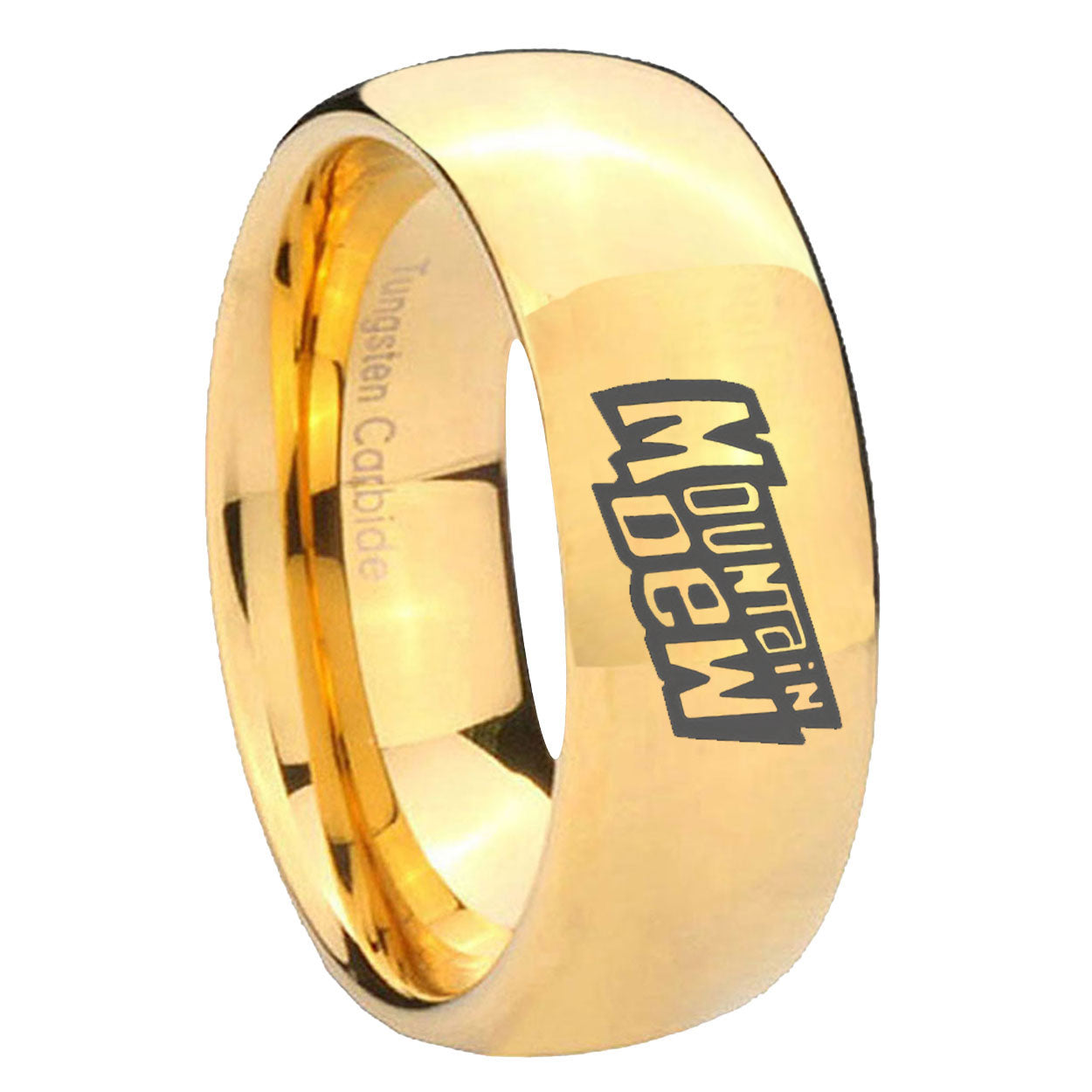 10mm Mountain Dew Dome Gold Tungsten Carbide Mens Wedding Ring