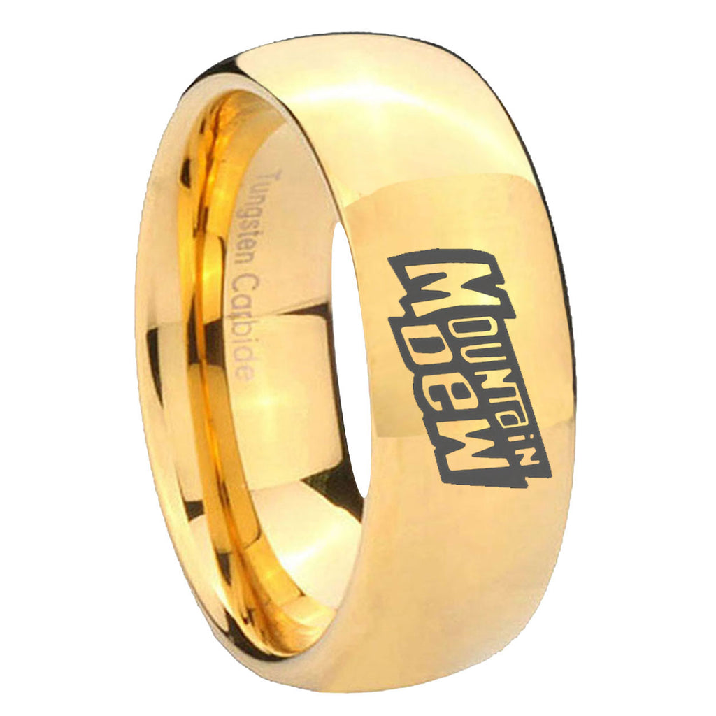 8MM Mountain Dew Dome Polish Gold Tungsten Comfort Fit Ring