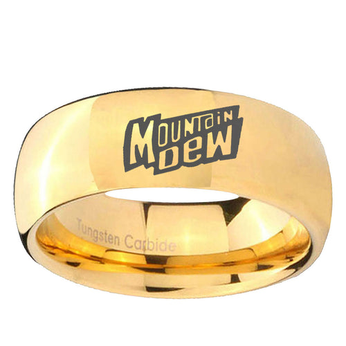 10mm Mountain Dew Dome Gold Tungsten Ring