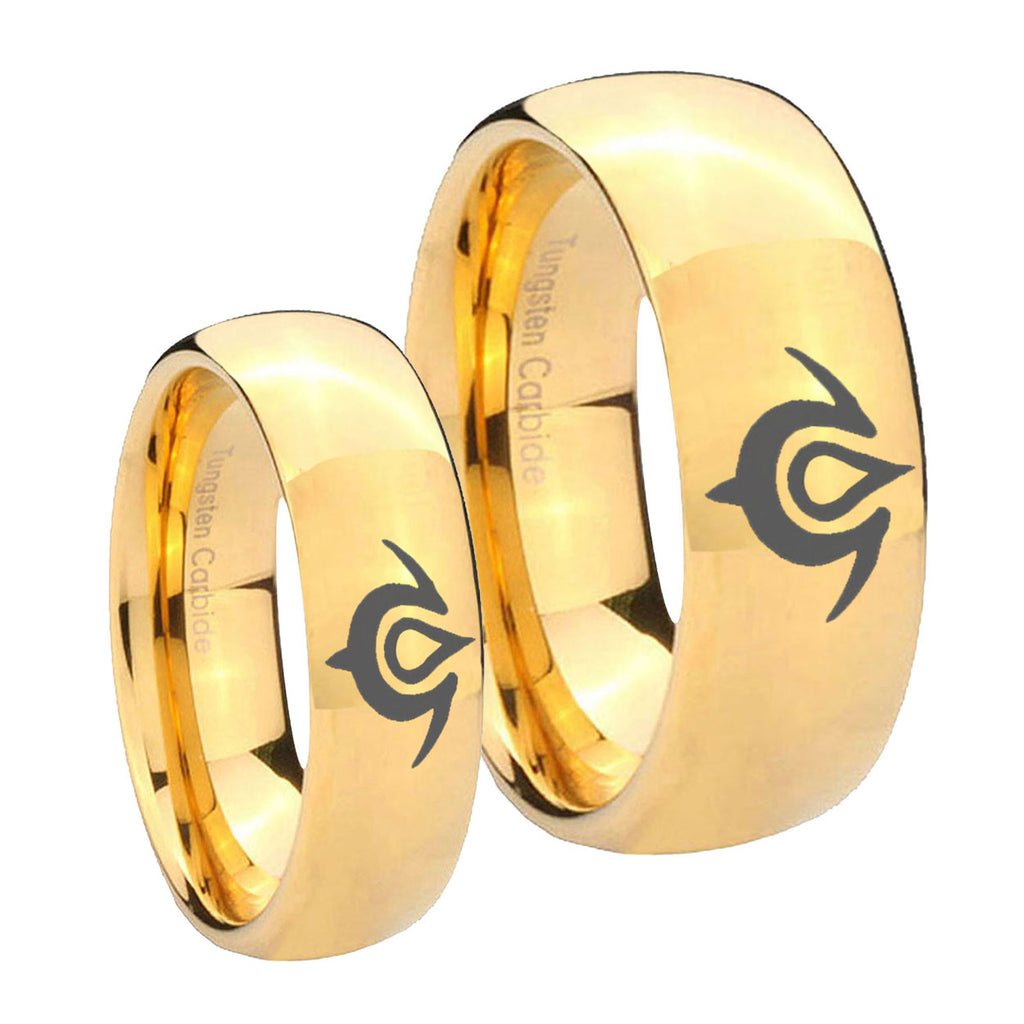 Naga Dome Gold Tungsten Mens Ring Set
