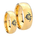 Naga Dome Gold Tungsten Mens Ring Set