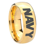 8mm Navy Dome Gold Tungsten Carbide Men's Wedding Ring