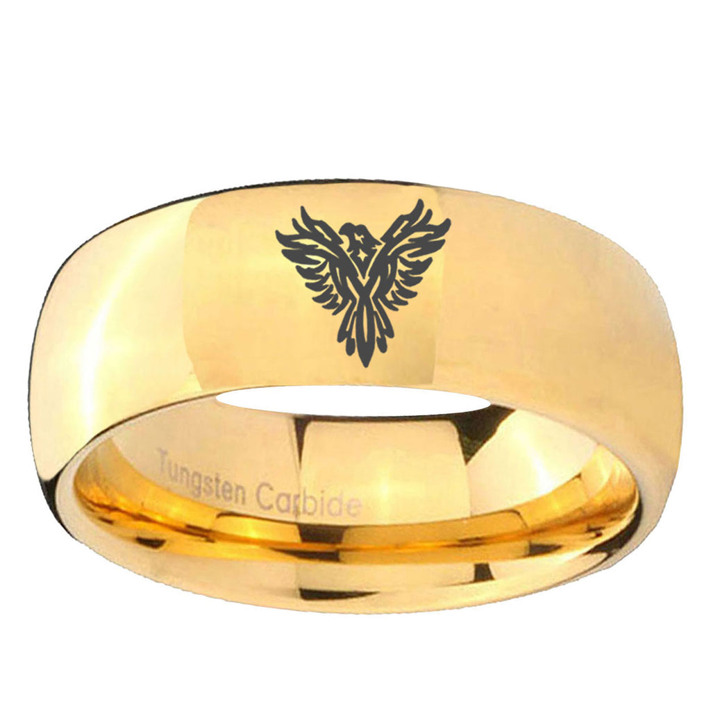 10mm Phoenix Dome Gold Tungsten Ring