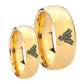 Phoenix Dome Gold Tungsten Couple Rings