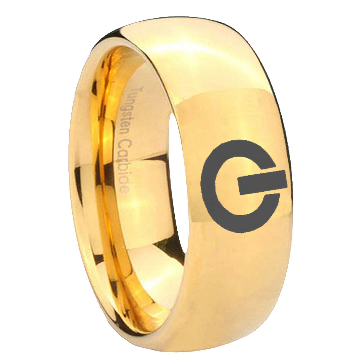8MM Power Dome Polish Gold Tungsten Comfort Fit Ring