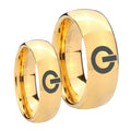 Power Dome Gold Tungsten Wedding Band Set