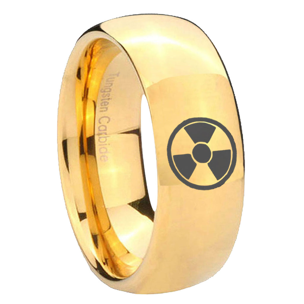 8MM Radiation Dome Polish Gold Tungsten Ring For Him