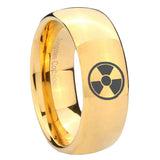 8mm Radiation Dome Gold Tungsten Carbide Mens Ring Engraved