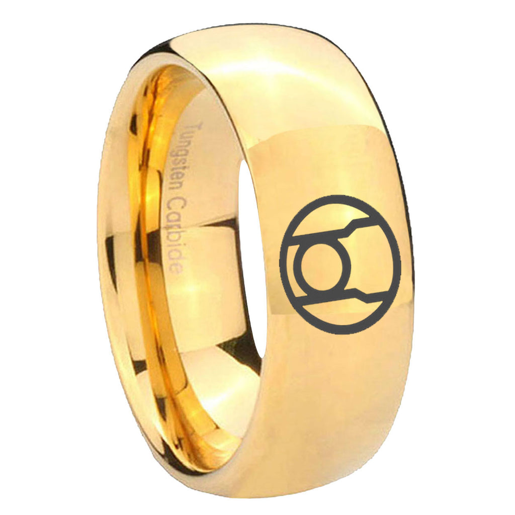 8MM Red Lantern Dome Polish Gold Tungsten Wedding Band Men
