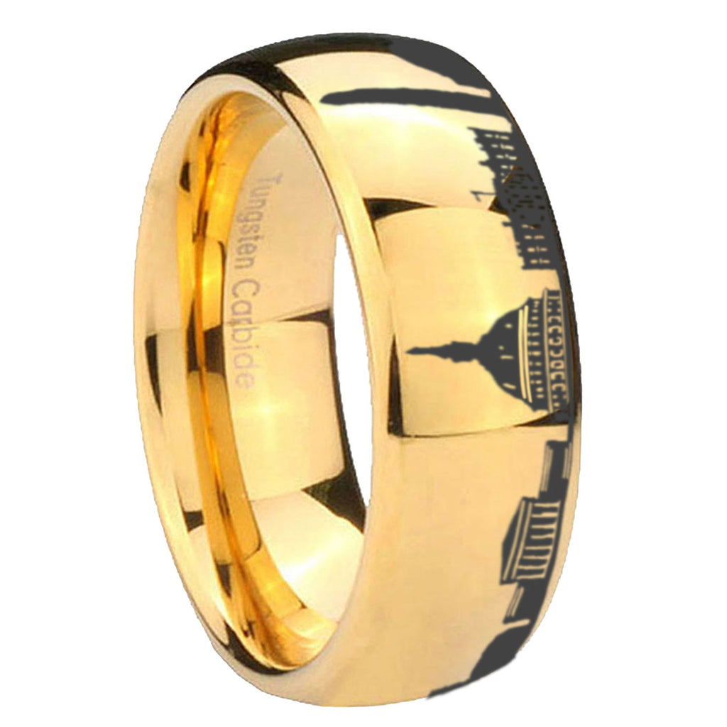 DC Washington City Dome Polish Gold Tungsten Promised Ring