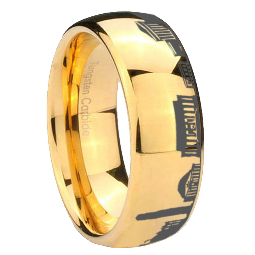 8MM DC Washington City Dome Polish Gold Tungsten Promised Ring
