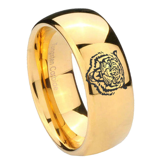 10mm-Lion-Dome-Gold-Tungsten-Carbide-Wedding-Band-Mens