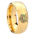 8MM Lion Dome Polish Gold Tungsten Mens Wedding Ring
