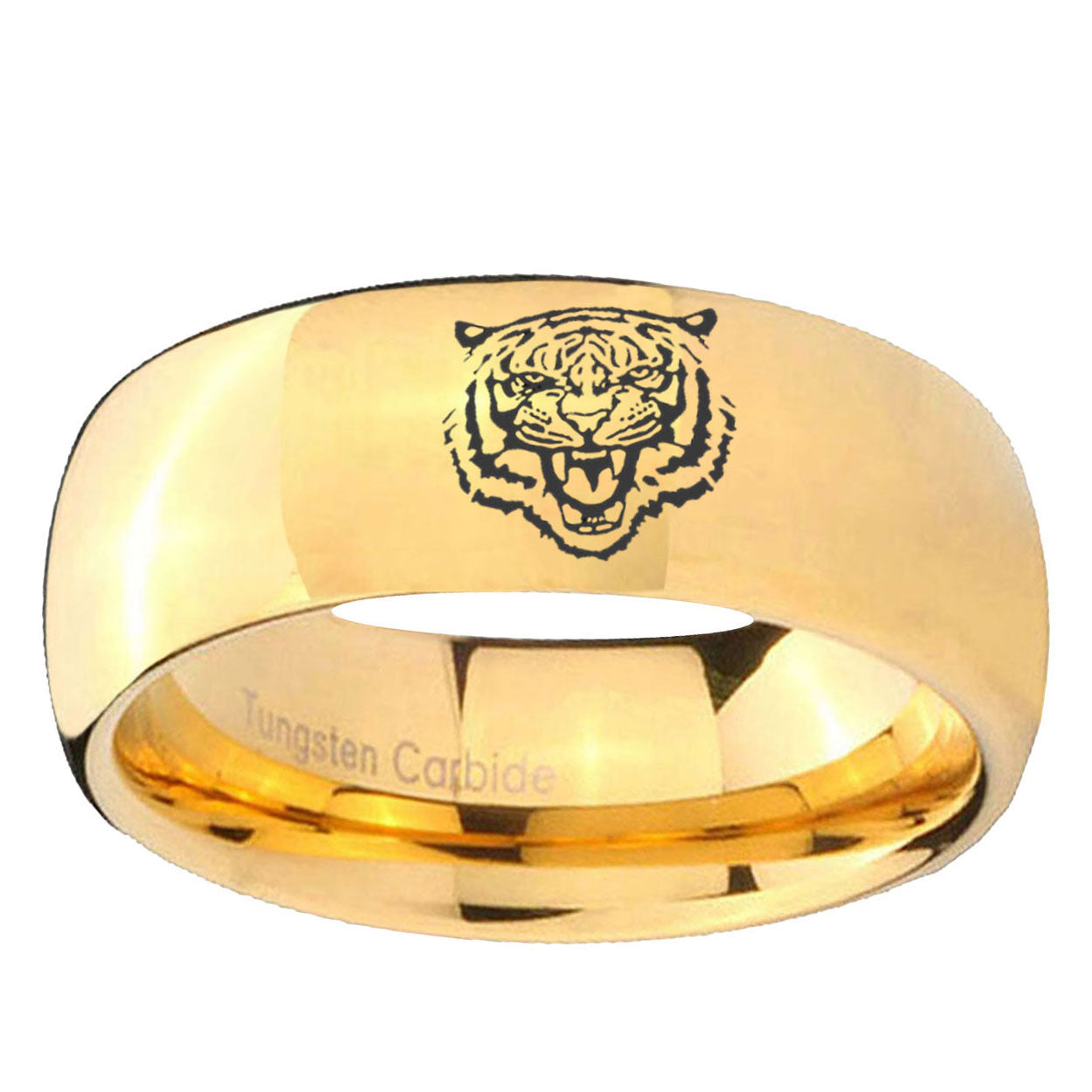 10mm Lion Dome Gold Tungsten Ring