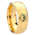 8MM Wolf Dome Polish Gold Tungsten Mens Wedding Band
