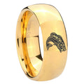 8MM Fishing Dome Polish Gold Tungsten Ring For Him