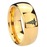 10mm-Medical-Symbol-Dome-Gold-Tungsten-Carbide-Wedding-Band-Mens
