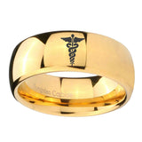 10mm-Medical-Symbol-Dome-Gold-Tungsten-Carbide-Wedding-Band-Mens