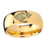 10mm-Game-Of-Thrones-House-Stark-Direwolf-Dome-Gold-Tungsten-Carbide-Wedding-Band-Mens