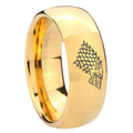 8MM Game of thrones Dome Polish Gold Tungsten Mens Band