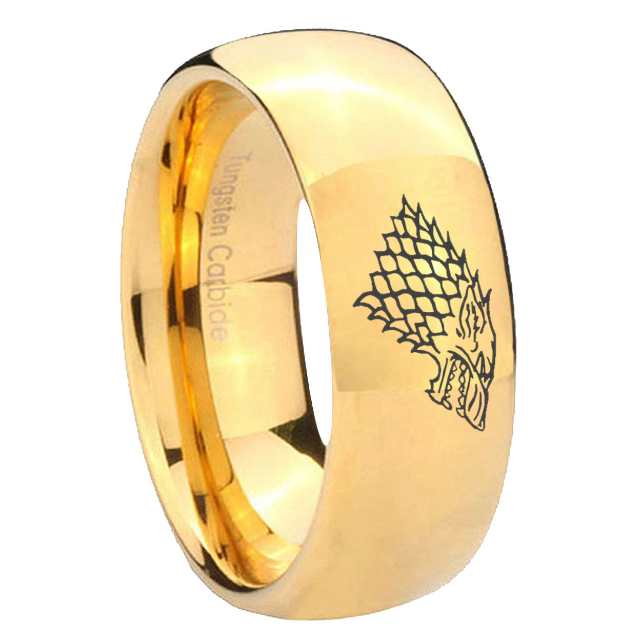 8MM Game of thrones Dome Polish Gold Tungsten Mens Band