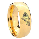 8mm Game Of Thrones House Stark Direwolf Dome Gold Tungsten Carbide Anniversary Ring