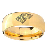 5, 8mm Game Of Thrones House Stark Direwolf Dome Gold Tungsten Ring