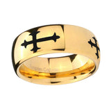 10mm-Christian-Cross-Religious-Dome-Gold-Tungsten-Carbide-Wedding-Band-Mens