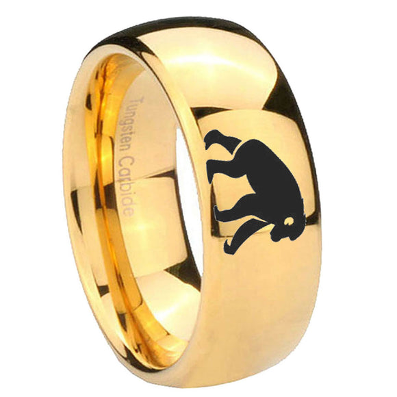 10mm-Chimpanzee-Dome-Gold-Tungsten-Carbide-Wedding-Band-Mens