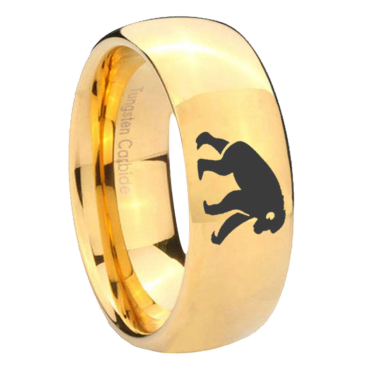 8MM Chimpanzee Dome Polish Gold Tungsten Promise Ring