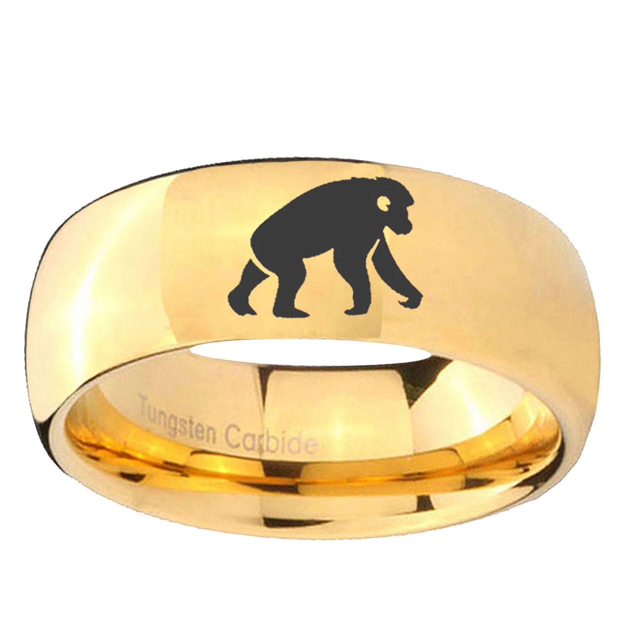 5MM Chimpanzee Dome Polish Gold Tungsten Promise Ring