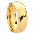 8MM Cormorant Dome Polish Gold Tungsten Custom Engraved Ring