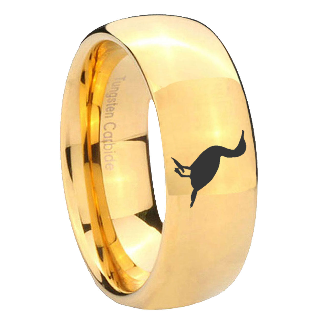 8MM Cormorant Dome Polish Gold Tungsten Custom Engraved Ring