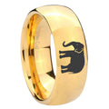 8MM Elephant Dome Polish Gold Tungsten Comfort Fit Ring