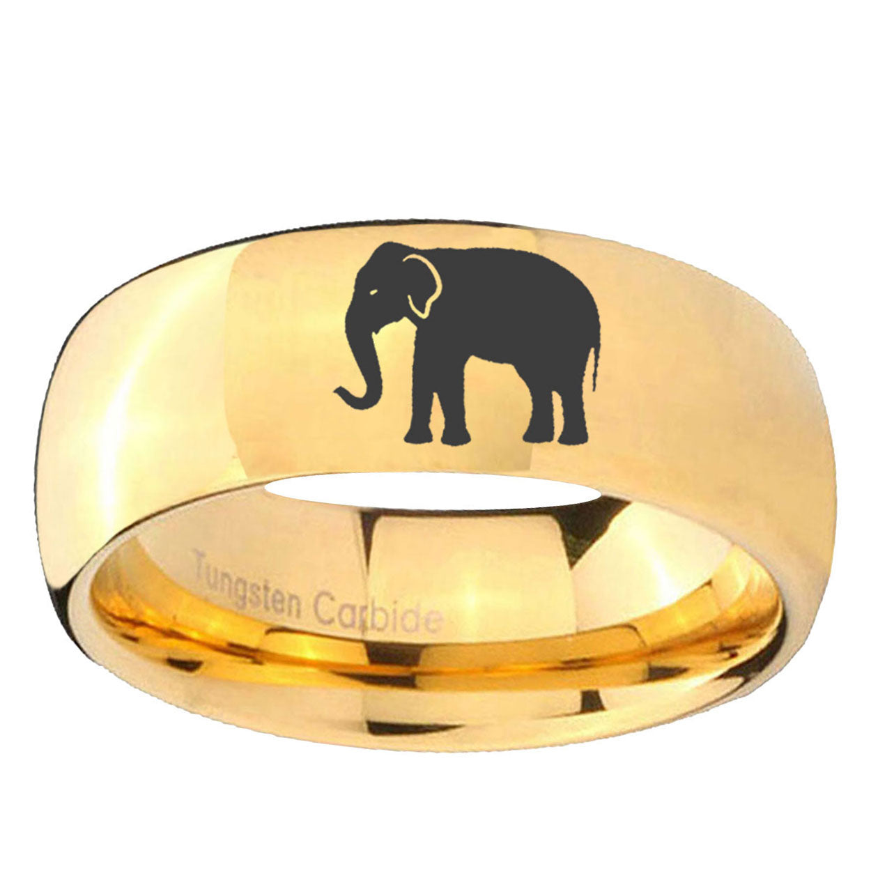 5MM Elephant Dome Polish Gold Tungsten Comfort Fit Ring