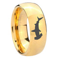 10mm Hammerhead Shark Dome Gold Tungsten Carbide Wedding Band Mens