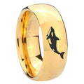 10mm Keller Whale Dome Gold Tungsten Carbide Wedding Band Mens