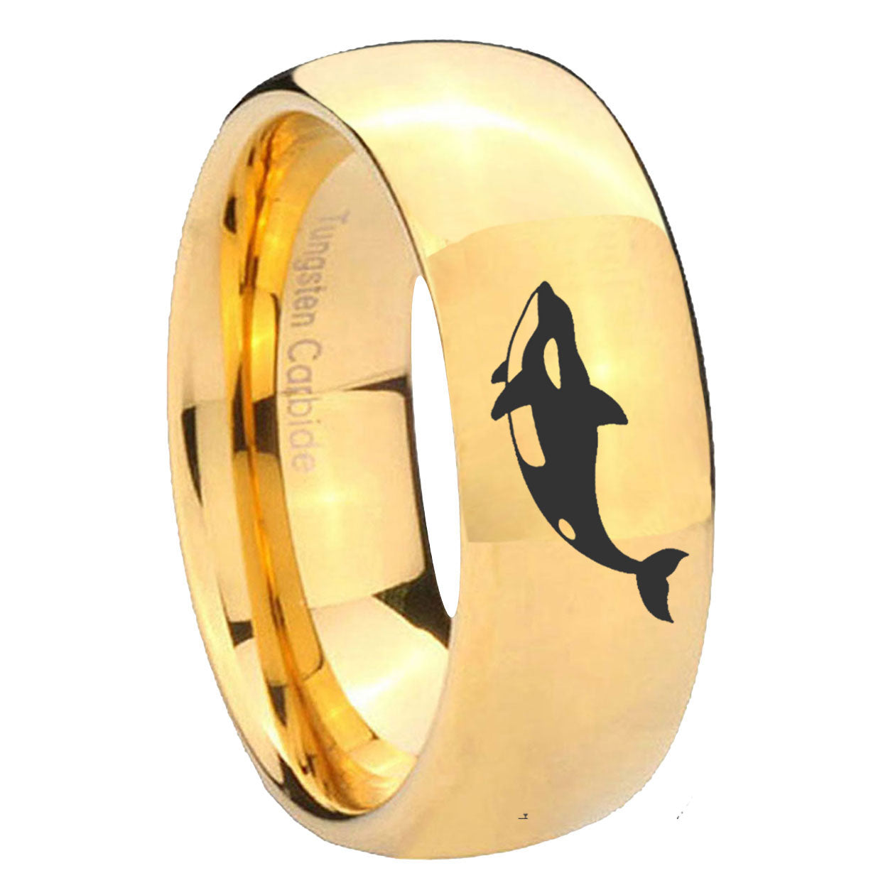 10mm Keller Whale Dome Gold Tungsten Carbide Wedding Band Mens