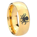 8MM Octopus Dome Polish Gold Tungsten Mens Promise Ring