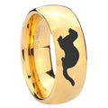 10mm Otter Dome Gold Tungsten Carbide Wedding Band Mens