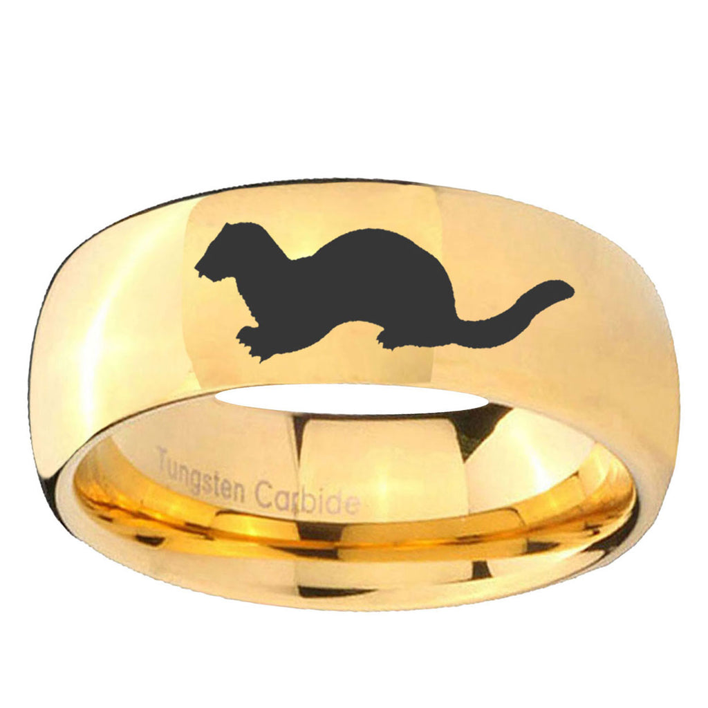5MM Otter Dome Polish Gold Tungsten Engravable Ring