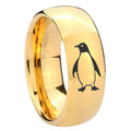 10mm Penguin Dome Gold Tungsten Carbide Wedding Band Mens