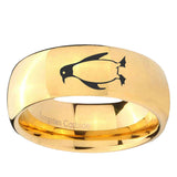 5, 8mm Penguin Dome Gold Tungsten Ring