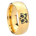 8MM Raccoon Dome Polish Gold Tungsten Wedding Band Men