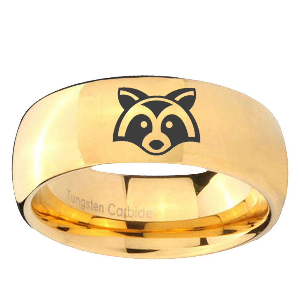 5MM Raccoon Dome Polish Gold Tungsten Wedding Band Men