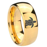8mm Sea Turtle Dome Polish Gold Casual Rings For Men