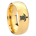 8MM Sea Turtle Dome Polish Gold Tungsten Mens Engagement Ring