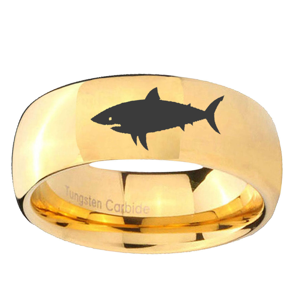10mm Shark Dome Gold Tungsten Ring