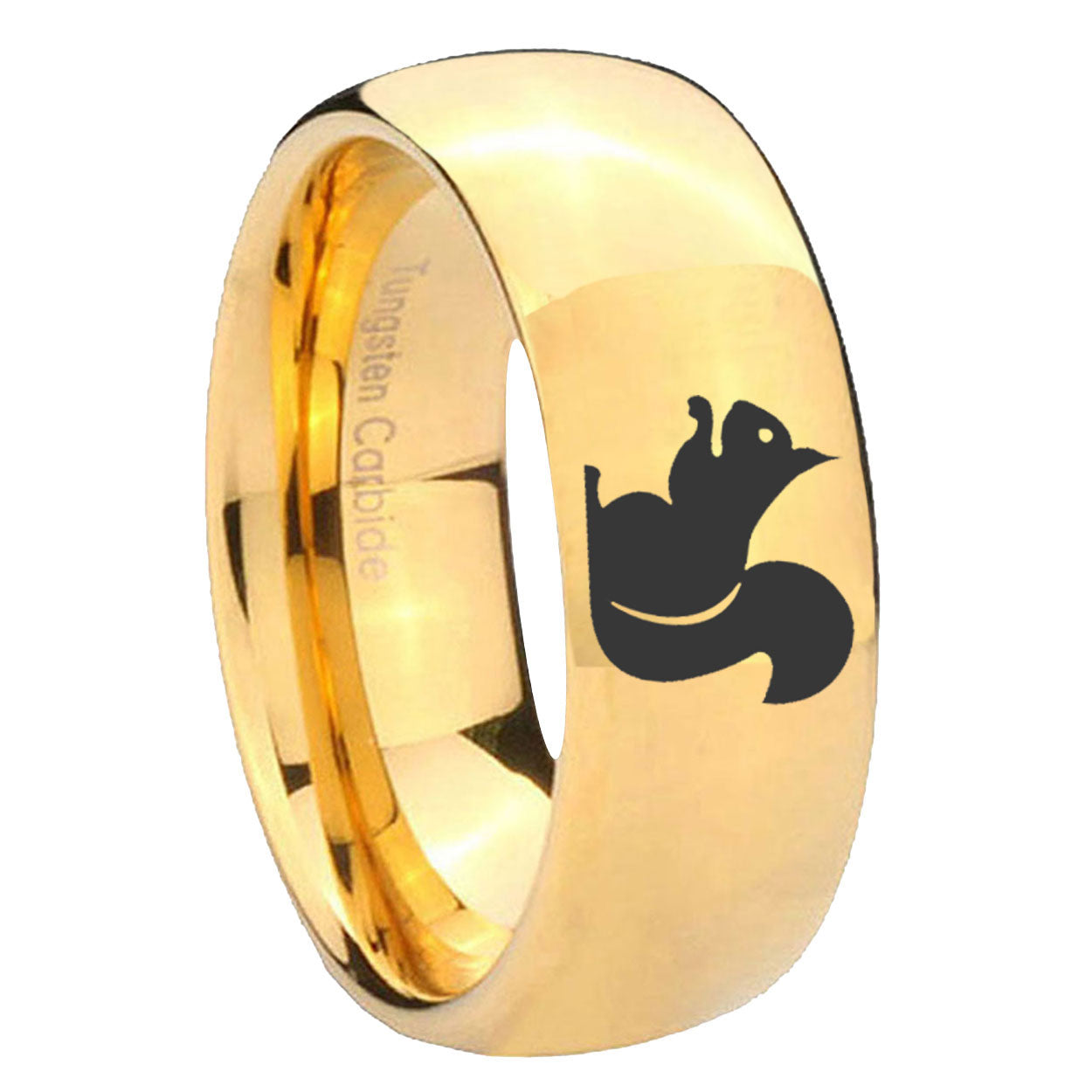 8MM Squirrel Dome Polish Gold Tungsten Engravable Ring