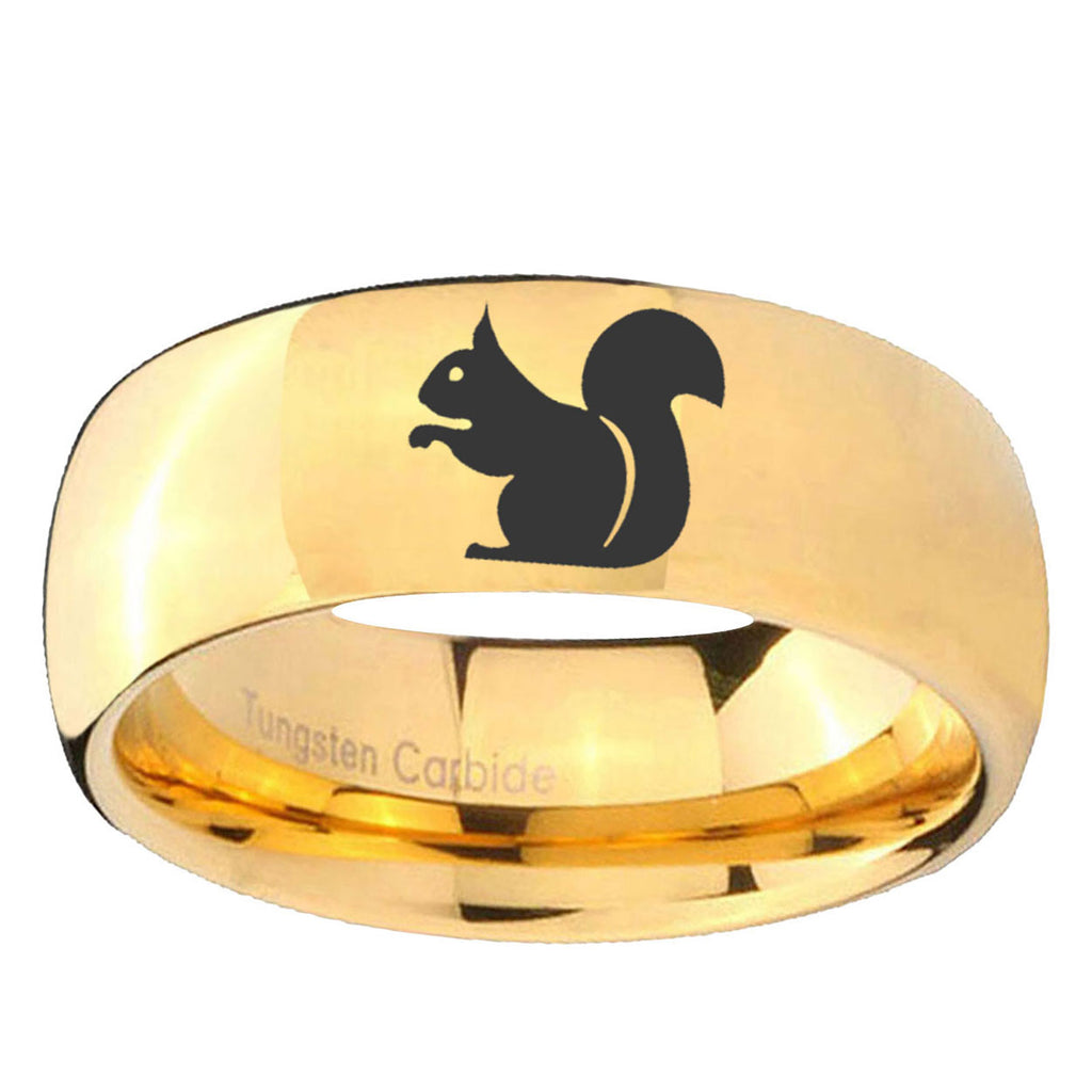 5MM Squirrel Dome Polish Gold Tungsten Engravable Ring